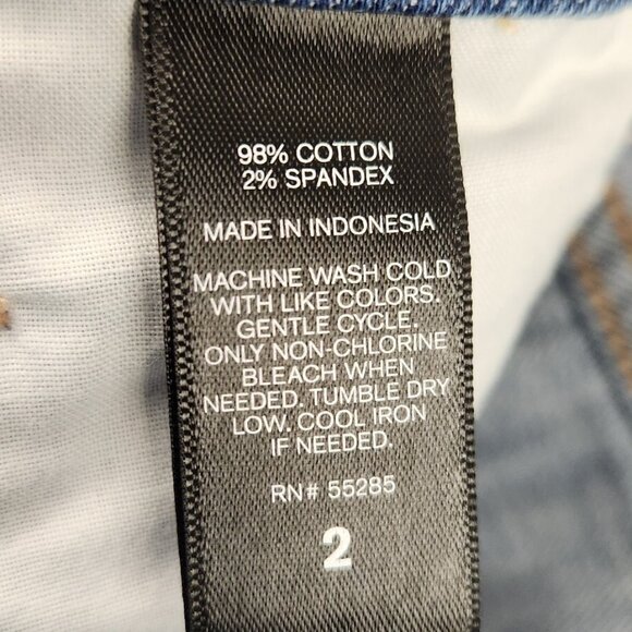 Women's Size 2 Blue Hot Pants Stretch Shorts Raw Hem Button Fly Booty Summer - Picture 10 of 10